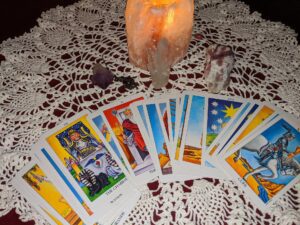 tarot cards and candle